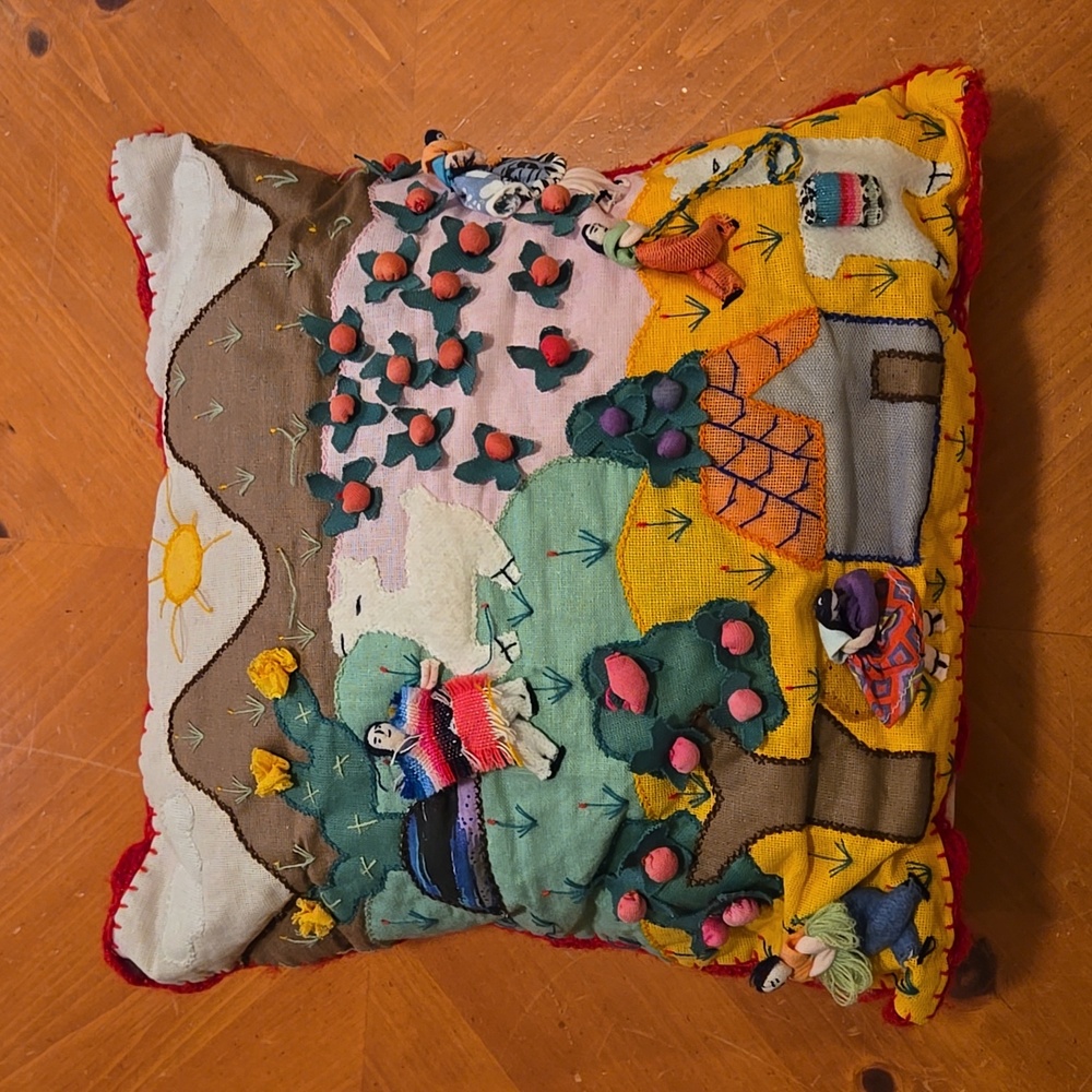 Peruvian Tapestry Folk Art Farm Pillow